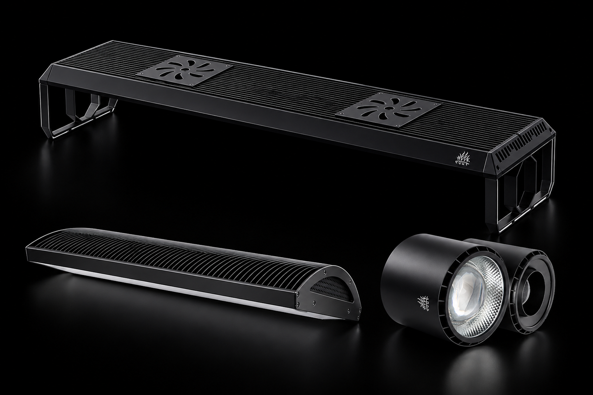 WEEK AQUA P Series, A430 and T140 lights on black