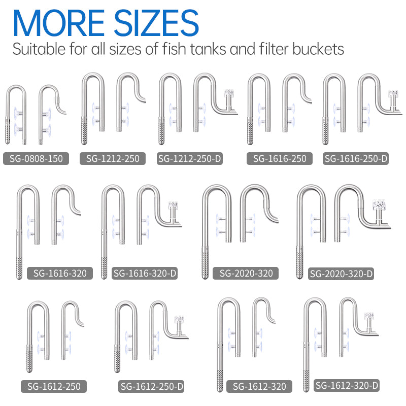 Week Aqua stainless steel lily pipe size chart including SG-0808-150
